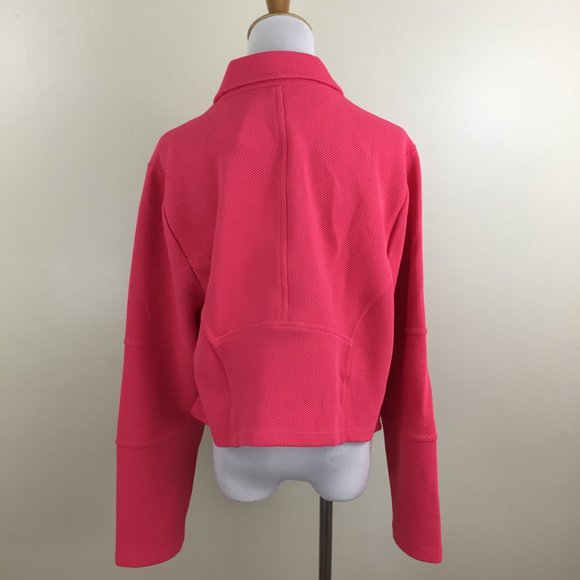 NWT TORRID Bright Dark Pink Textured Asymmetric Zipper Moto Jacket - Picture 10 of 10